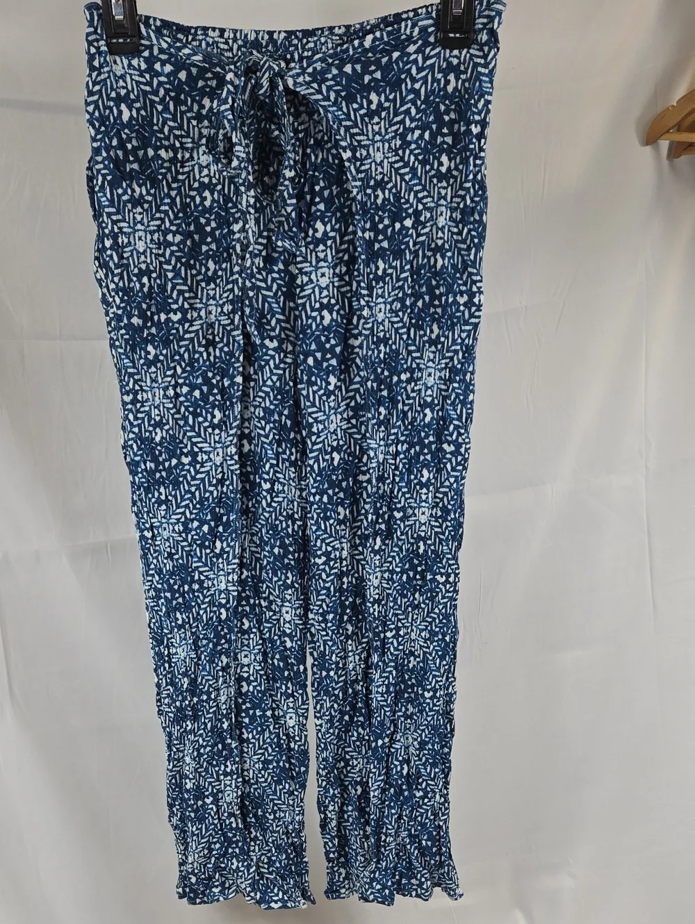 J. McLaughlin Navy and White Printed Elastic-Waist Pants Swim Collection XS
